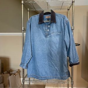 Vintage express denim and corduroy oversized pullover button up. Size XS S/M